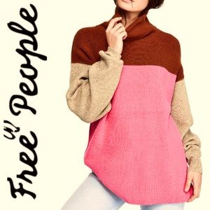 Free People : pink and brown over sized sweater : Small